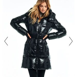 SAM. Shiny Black Belted Puffer Jacket